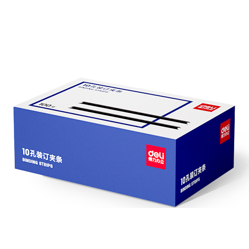 得力3830-10孔裝訂夾條(黑)300*17.5mm(100支/盒)