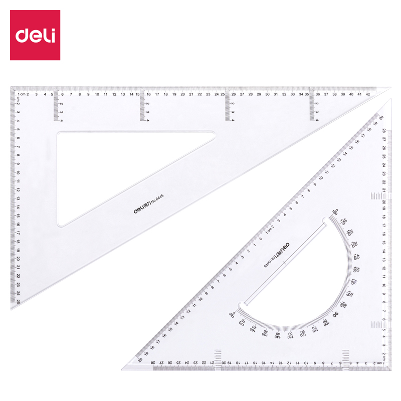 得力6445三角尺43cm(透明本色)(套)