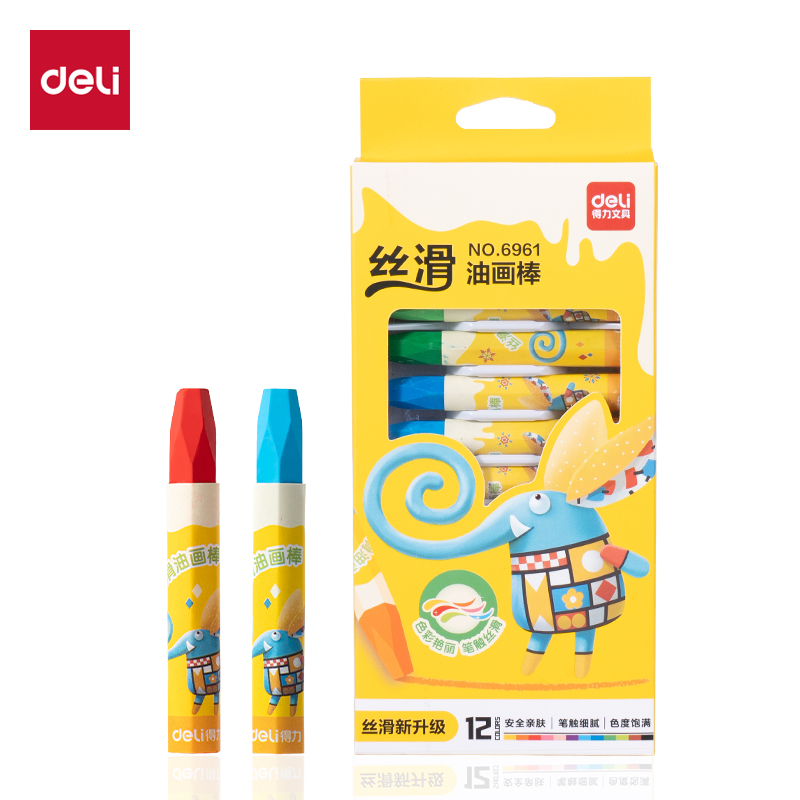 得力6961油畫(huà)棒-12色(混)(12支/盒)