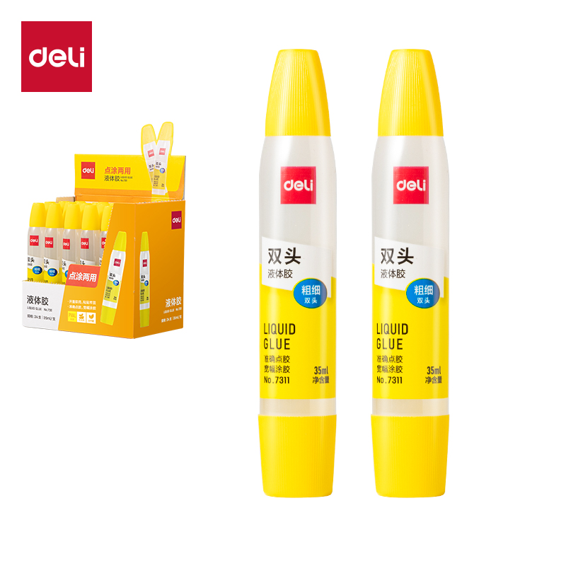 得力7311雙頭液體膠(透明)(35ml/瓶)