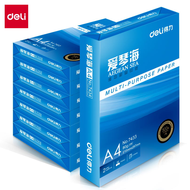 得力7434愛(ài)琴海復(fù)印紙(A4-80g-8包)(包)