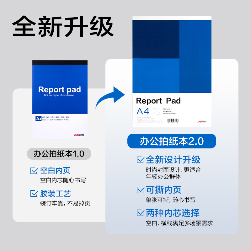 得力7711辦公拍紙本-A4 70張(空白)(本)