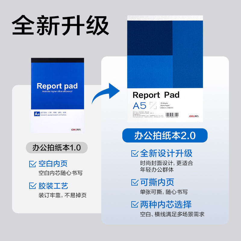 得力7712辦公拍紙本-A5 70張(空白)(本)