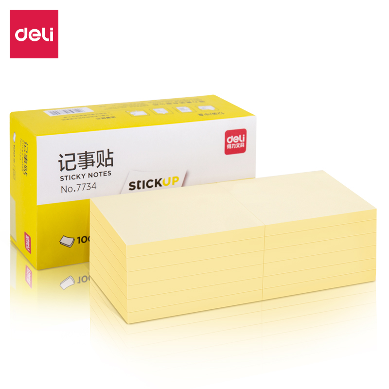得力7734宜優(yōu)記事貼76*101mm100張(淡黃)(袋)