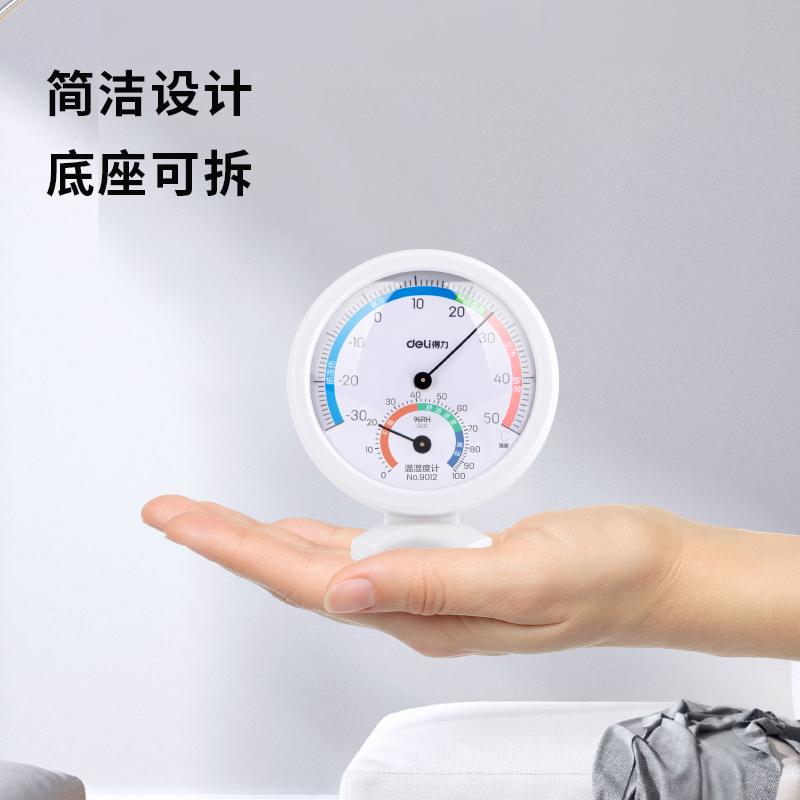 得力9012室內溫濕度計(白)(只)