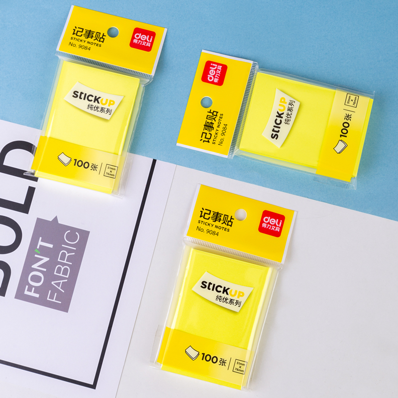 得力9084純優(yōu)熒光記事貼76*51mm100張(混)(袋)