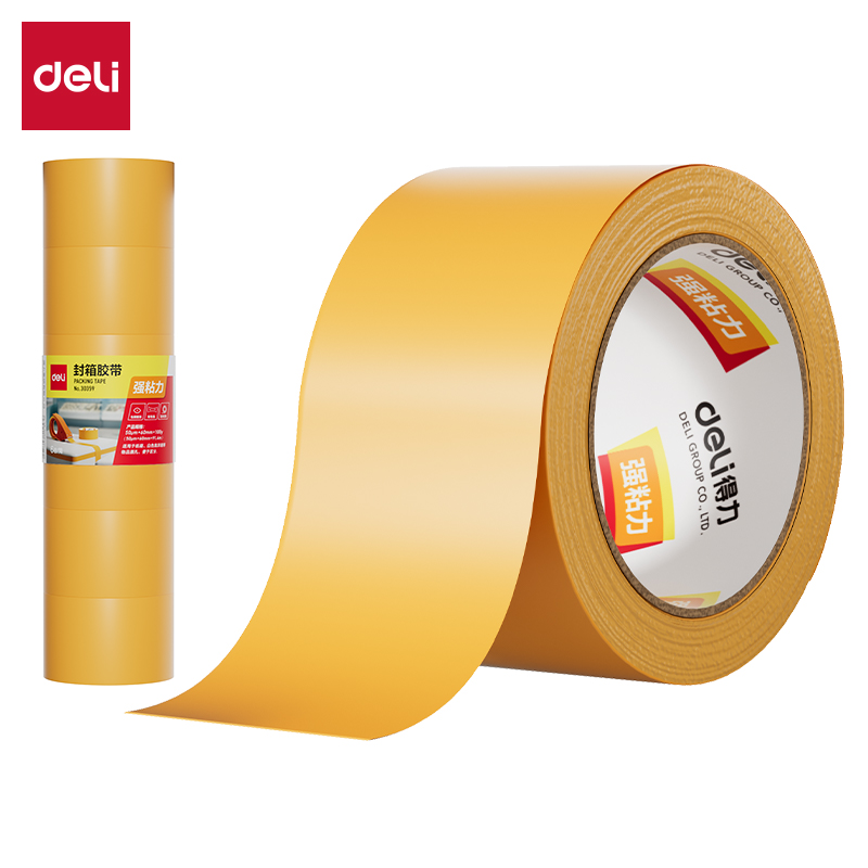 得力30359米黃封箱膠帶60mm*100y*50um(米黃色)(6卷/筒)