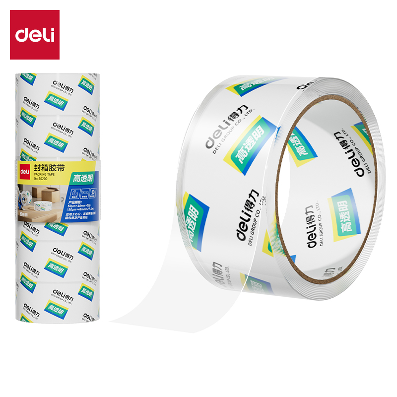 得力30200封箱膠帶48mm*30y*50um(6卷/筒)(高透)