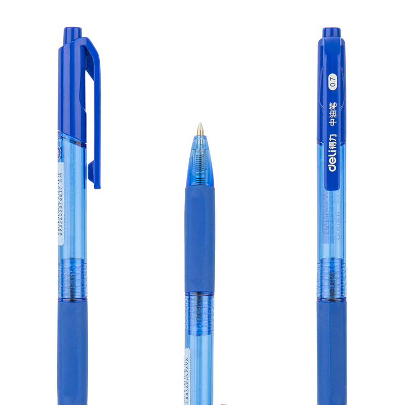 得力S319中油筆0.7mm子彈頭(藍)