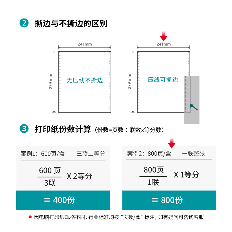 得力木尚M241-1電腦打印紙(S白色撕邊)(800頁(yè)/盒)