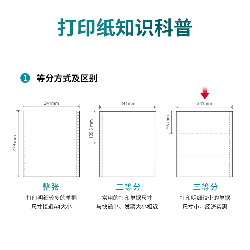 得力木尚M241-2電腦打印紙(1/3白色不撕邊)(800頁(yè)/盒)