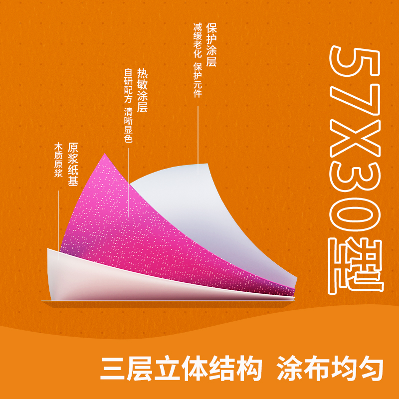 得力ZS134巴厘海無(wú)管芯收銀紙57*30型(混)(50卷/箱)