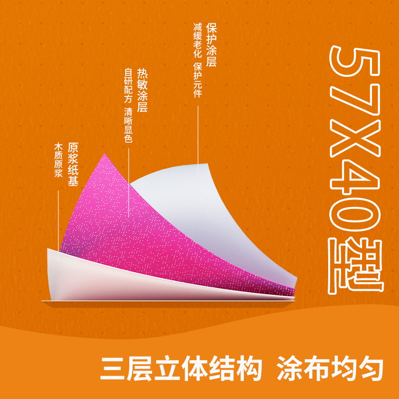 得力ZS135巴厘海無管芯收銀紙57*40型(混)(36卷/箱)