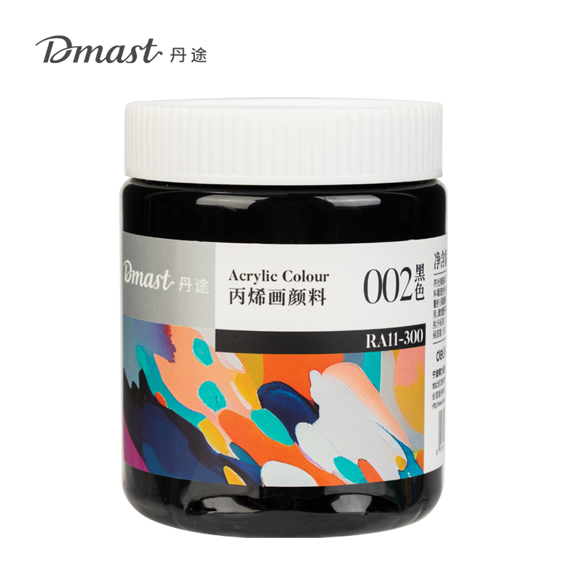 dmast丹途RA11-300_300ml罐裝亮光丙烯顏料(002黑色)(罐)