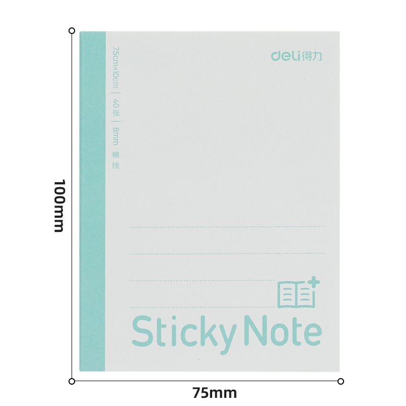 得力BT187擴頁貼記事貼小號 75mm*100mm40張(橫線)(本)