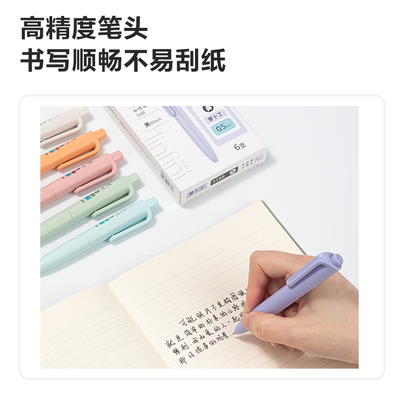 得力S188蘿卜丁按動中性筆0.5mm子彈頭(黑)(支)