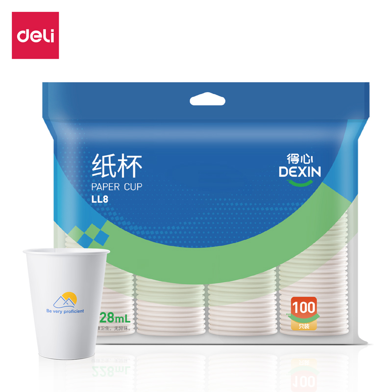 得力得心LL8紙杯228mL(白色)(100只/袋)