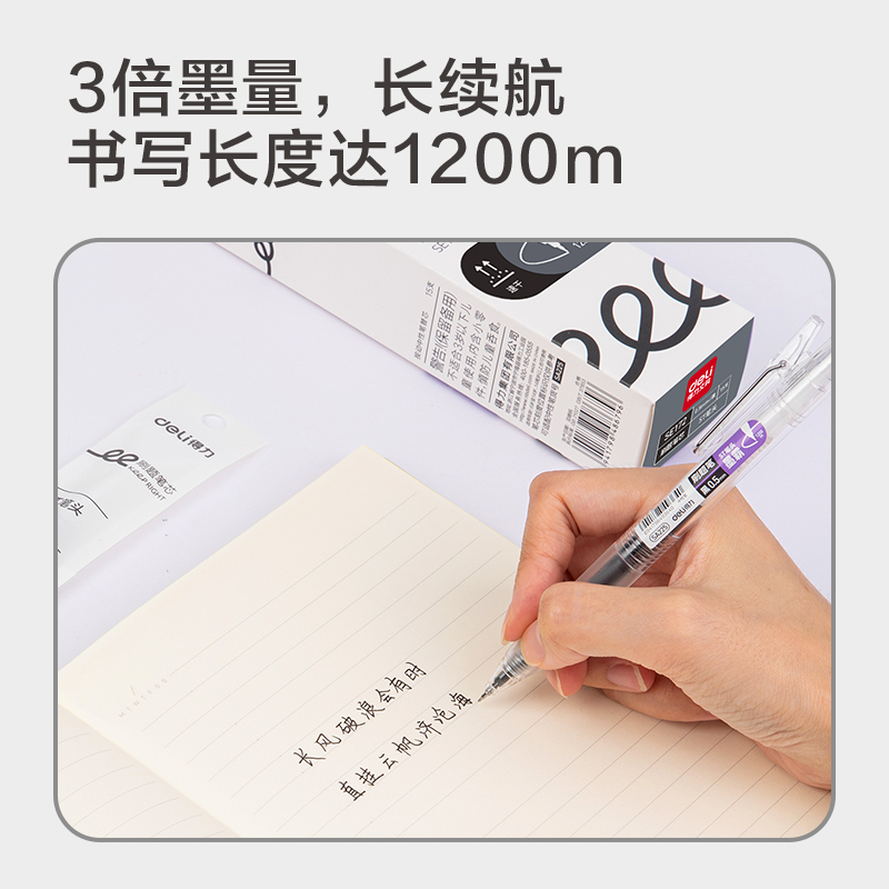 得力SE172刷題速干大容量按動(dòng)筆芯0.5mmST頭(黑)(支)