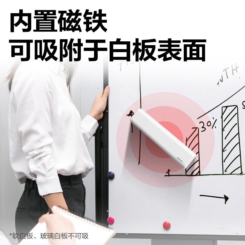 得力MB407磁性白板擦188*44*27mm(白)(盒)