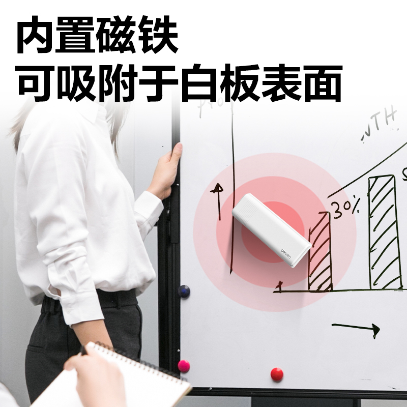 得力MB406磁性白板擦128*44*27mm(白)(盒)