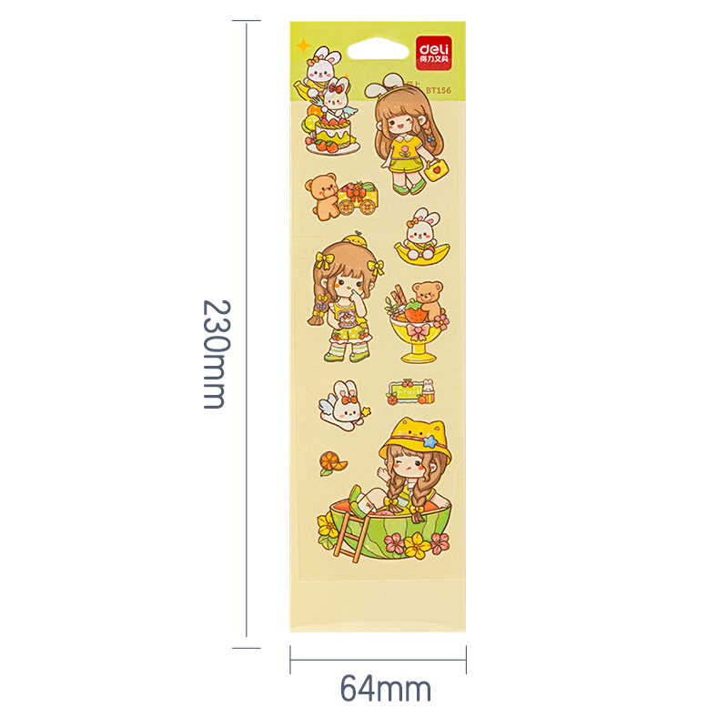 得力BT156卡通貼64*230mm(水果女孩)(個)