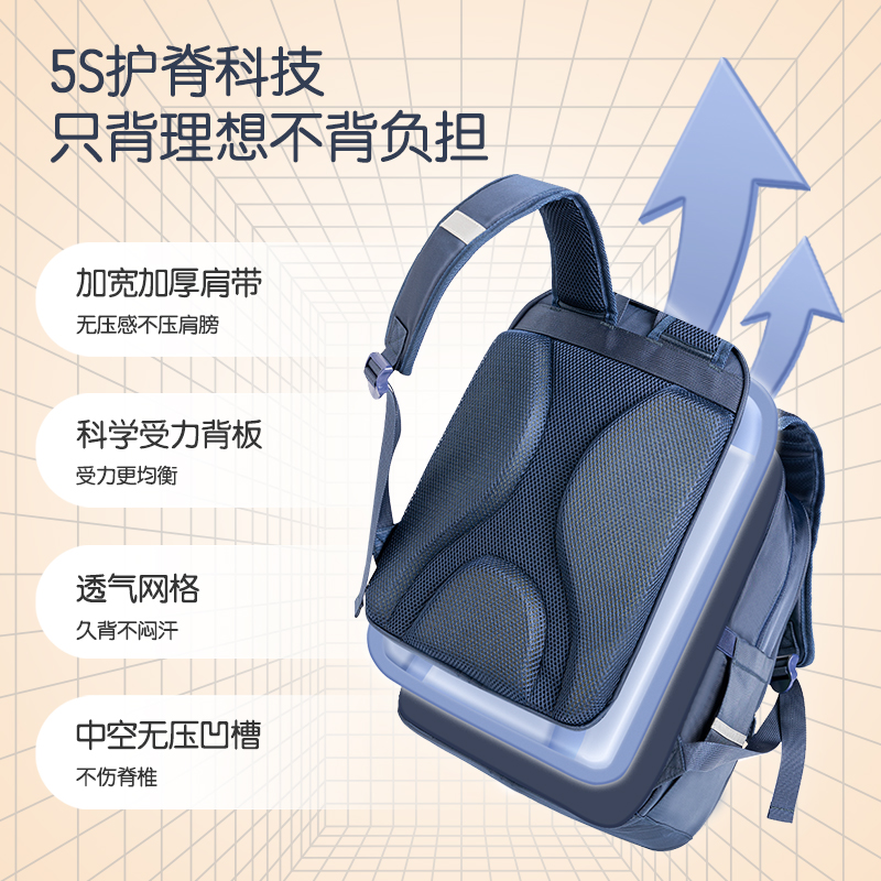 得力BB122微風(fēng)嵐語系列炫彩護(hù)脊學(xué)生書包(藍(lán))(個(gè))