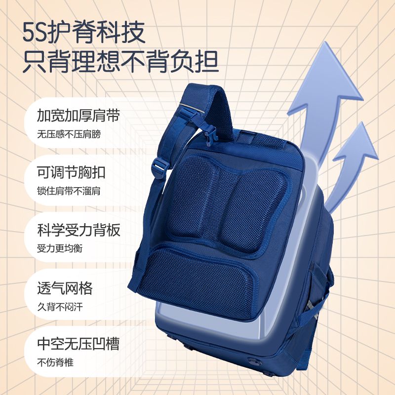 得力BB156簡約學(xué)院護脊學(xué)生書包(紅)(個)