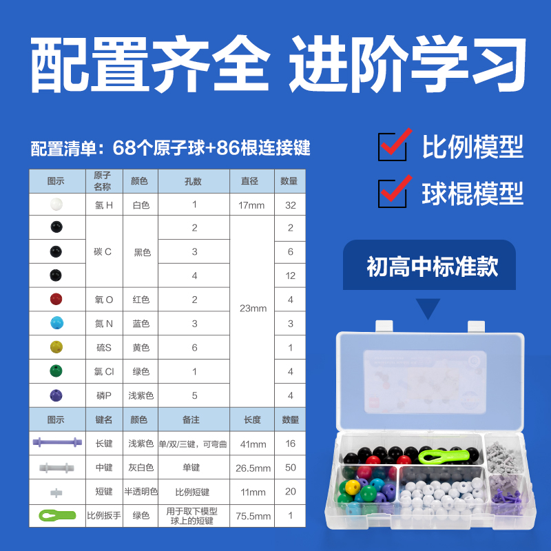 得力YX459學(xué)具化學(xué)分子結(jié)構(gòu)模型-標(biāo)準(zhǔn)款(混)(盒)