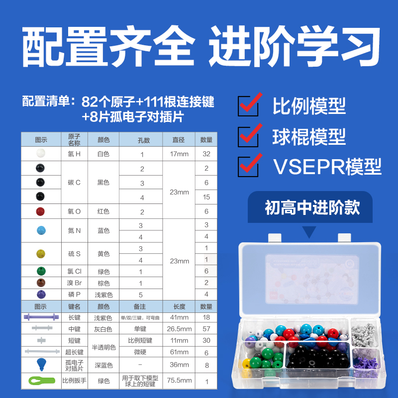 得力YX460學(xué)具化學(xué)分子結(jié)構(gòu)模型-進(jìn)階款(混)(盒)