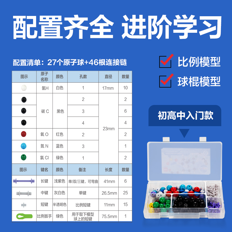 得力YX449學(xué)具化學(xué)分子結(jié)構(gòu)模型-入門款(混)(盒)
