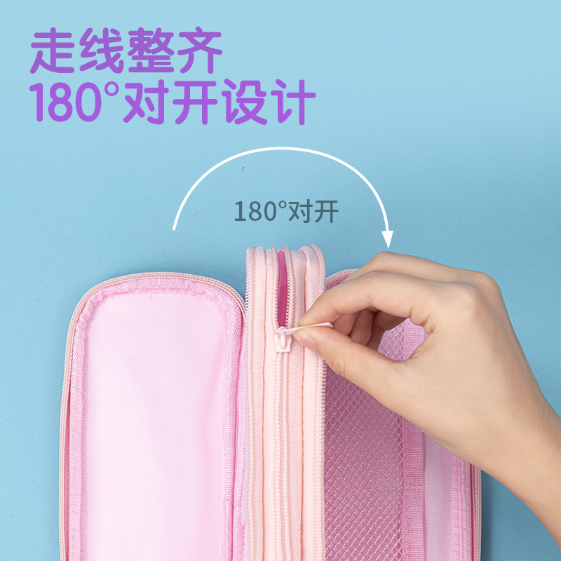 得力66667A微風(fēng)嵐語三拉鏈多用途筆袋(藍-微風(fēng)嵐語)(個)