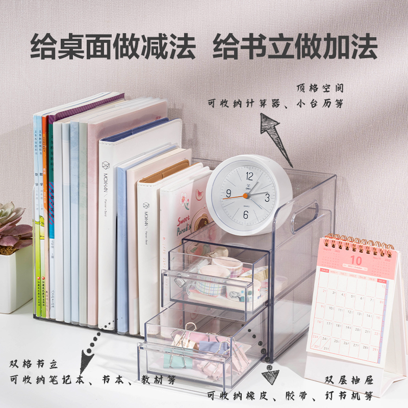得力PK110多功能書立(透明)(套)