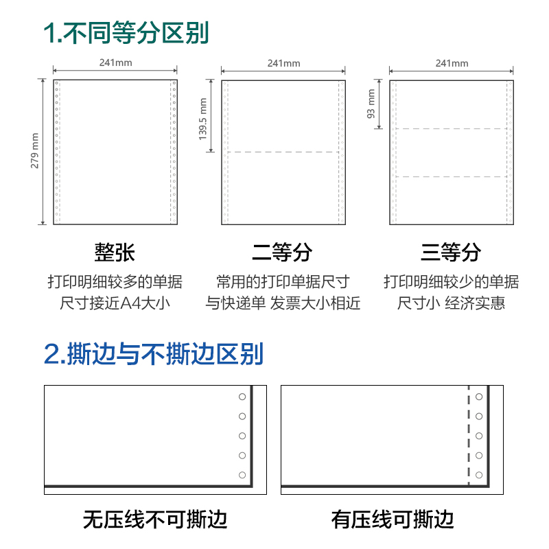 得力塞納河SN241-2電腦打印紙(CS彩色撕邊)(600頁/盒)