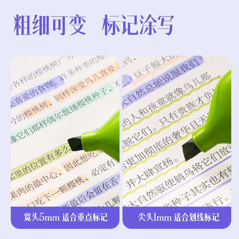 得力SK206柔彩熒光筆抹茶青提(混)(4支/盒)