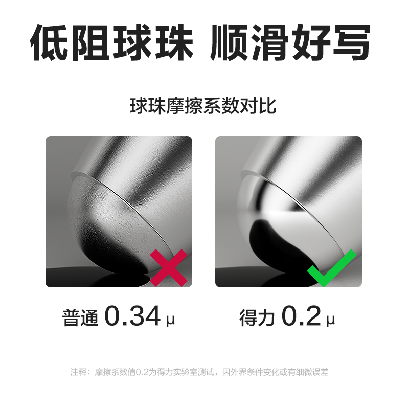得力SE195刷題秒干中性筆替芯0.5mm按動ST頭(黑)(支)