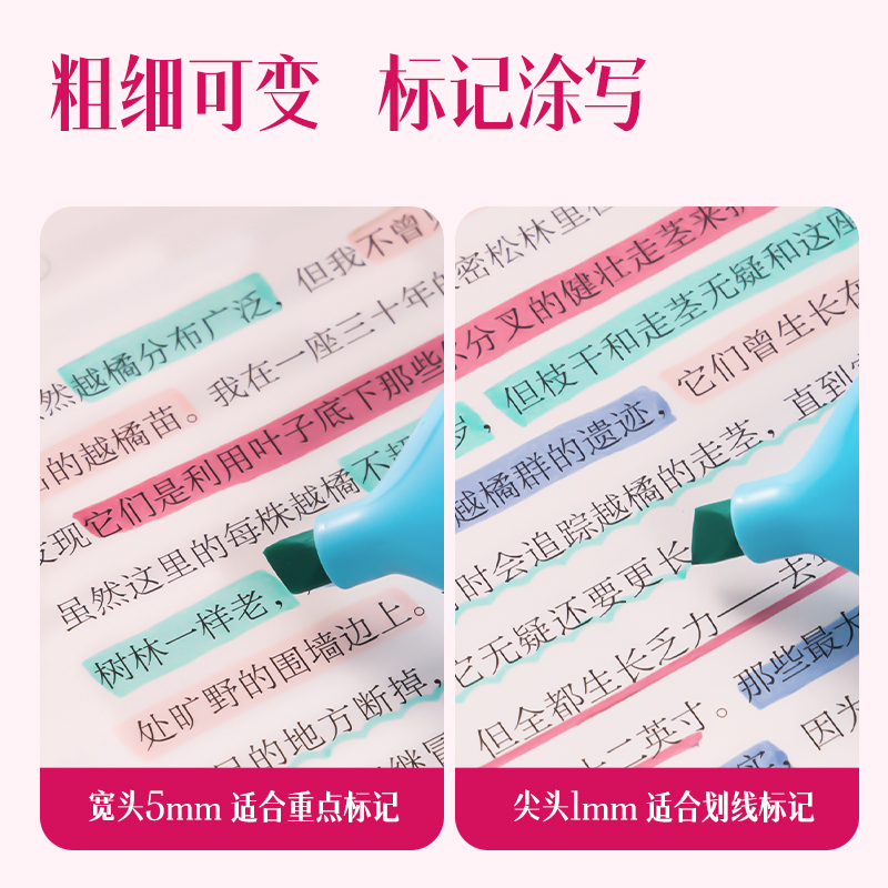 得力SK205柔彩熒光筆桃氣奶芙(混)(4支/盒)