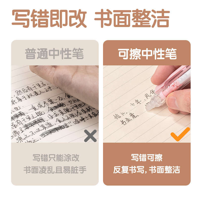 得力SA303按動可擦中性筆0.5mmST頭(黑)(支)