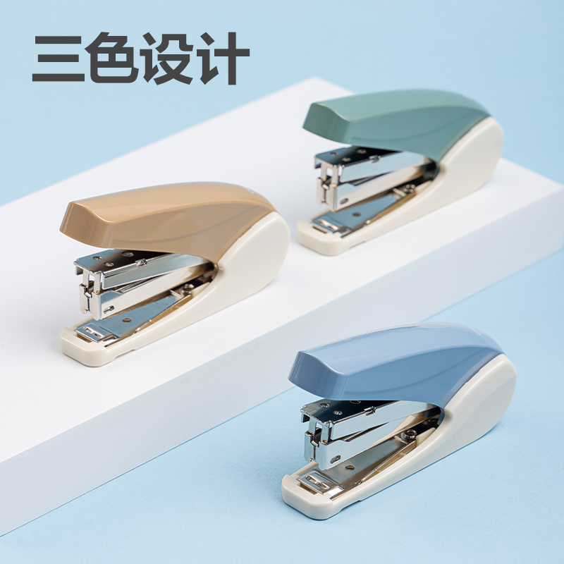 得力0230-T省力訂書機(jī)套裝(混色)(1臺(tái)訂書機(jī)+1盒釘)
