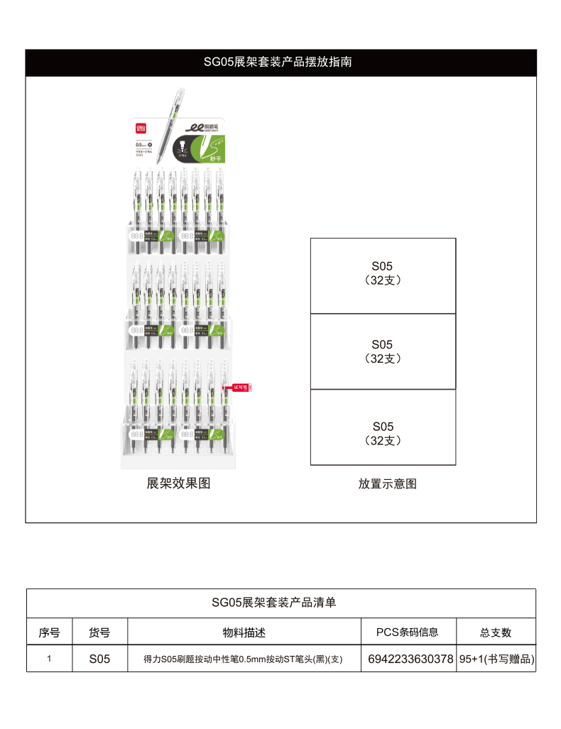 得力SG05刷題秒干中性筆套裝(黑色)(4套/箱)