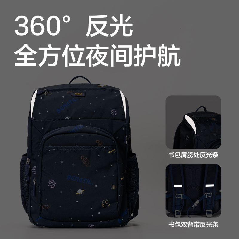 得力BB167星際系列超輕背幅學(xué)生書包(粉)(個)