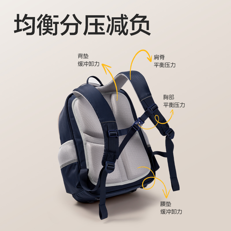 得力BB135B文墨系列學(xué)生書包(灰)(個)