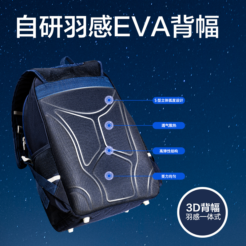 得力BB166星際系列超輕背幅學(xué)生書包(深藍)(個)