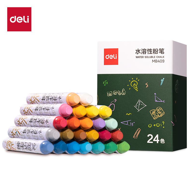 得力MB409水溶性粉筆Φ9.5*79mm(24支/盒)(混)(盒)