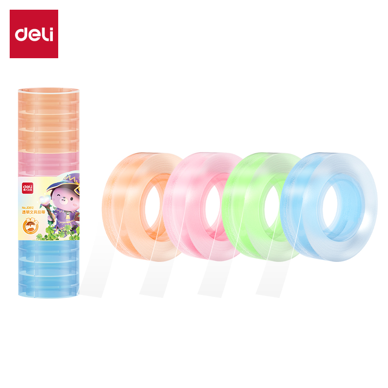 得力JD812彩芯文具膠帶12mm*30y*38um(混)(12卷/筒)