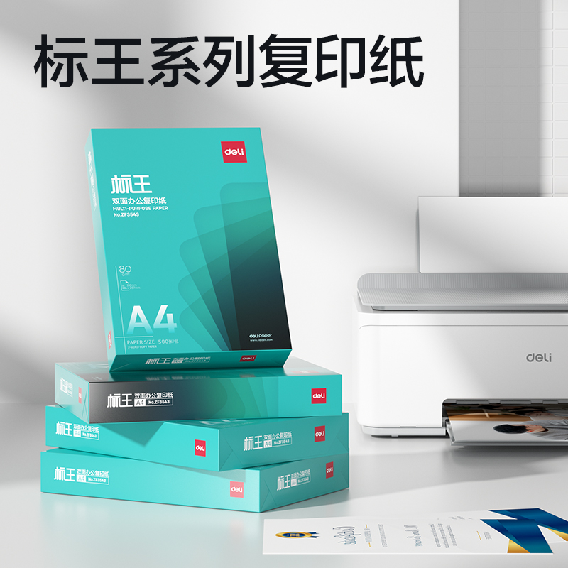 得力ZF3547標(biāo)王復(fù)印紙A4-80g-6包(綠)(包)