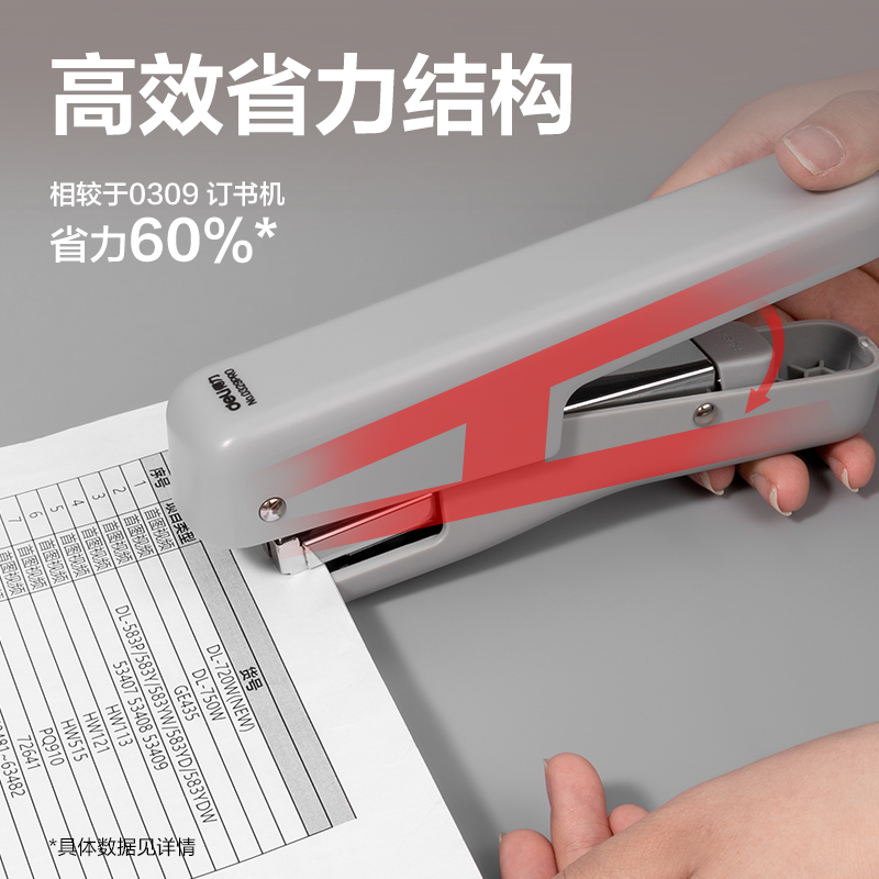 得力0329PRO手握式省力訂書機(灰色)(盒)