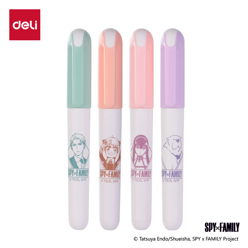 得力SK199間諜過家家柔彩IP熒光筆(混)(4支/盒)