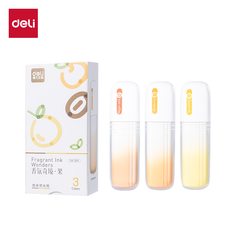 得力SK189香氛奇境-果香味IP熒光筆(混)(3支/盒)
