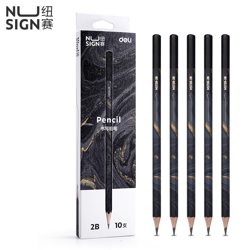 紐賽NS728-2B自然流體六角桿紐賽鉛筆2B(混)(10支/盒)