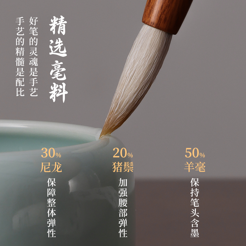 墨青言MY181周鵬程大師親制問褚兼毫毛筆(棕)(支)
